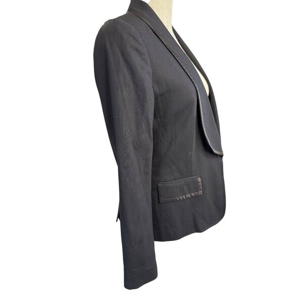 Club Monaco Black Satin-Trim Open Front Blazer Jacket Size 6 - Picture 3 of 12